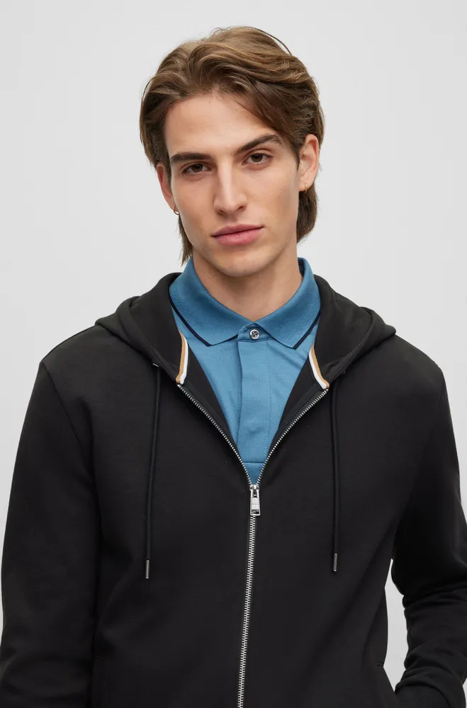 Cotton-blend hoodie with logo cuffs and hem