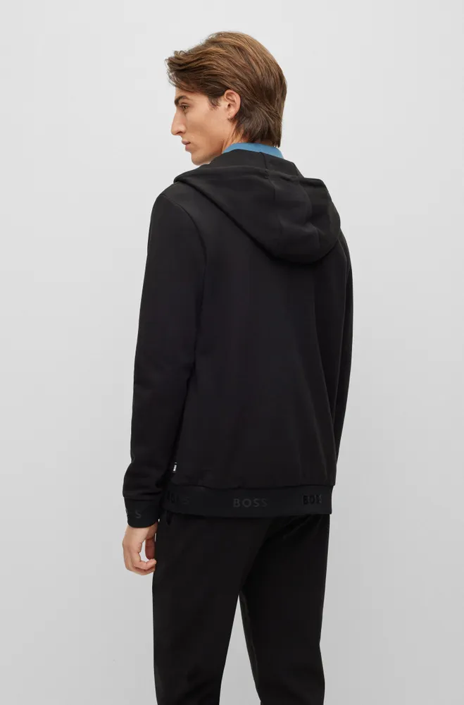 Cotton-blend hoodie with logo cuffs and hem