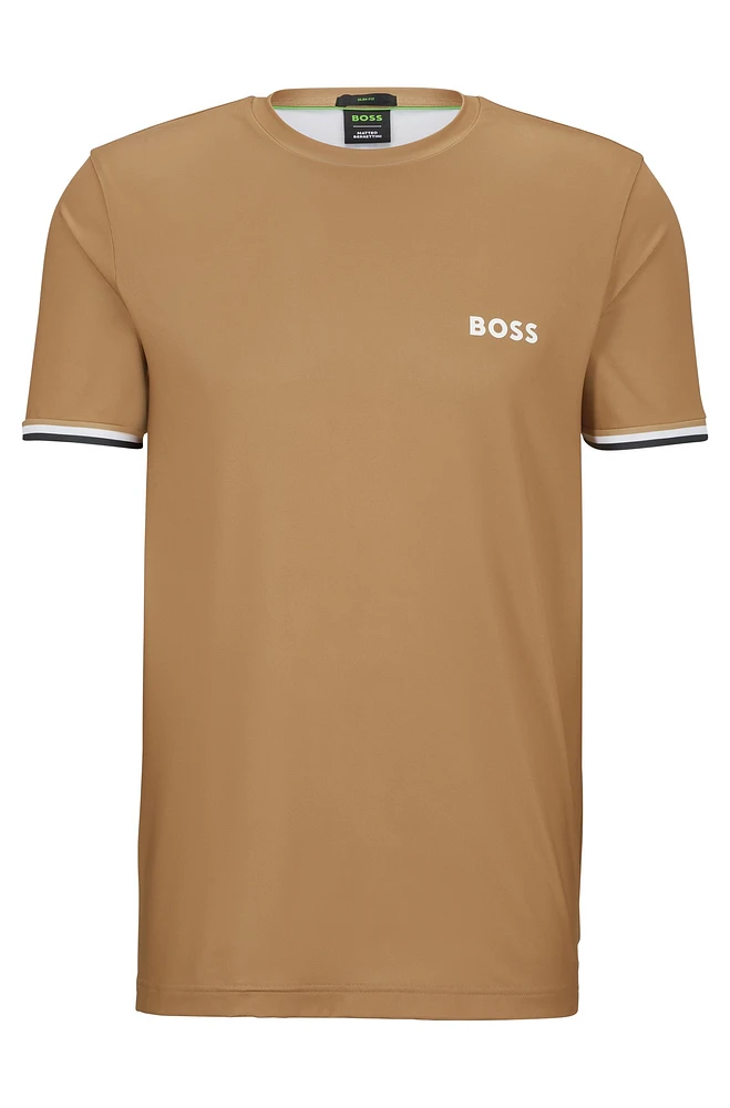 Camiseta de cuello redondo BOSS x Matteo Berrettini con logos y rayas la marca