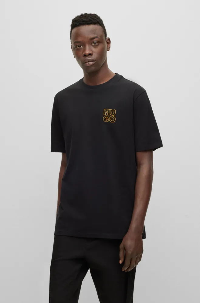 HUGO - Cotton-jersey T-shirt with graffiti-inspired stacked logo