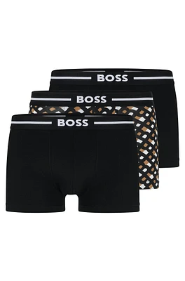 Three-pack of stretch-cotton trunks with logo waistbands