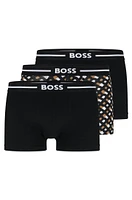 Three-pack of stretch-cotton trunks with logo waistbands