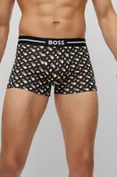 Three-pack of stretch-cotton trunks with logo waistbands