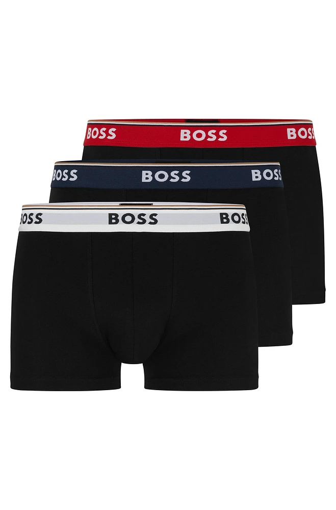 Three-pack of stretch-cotton trunks with logo