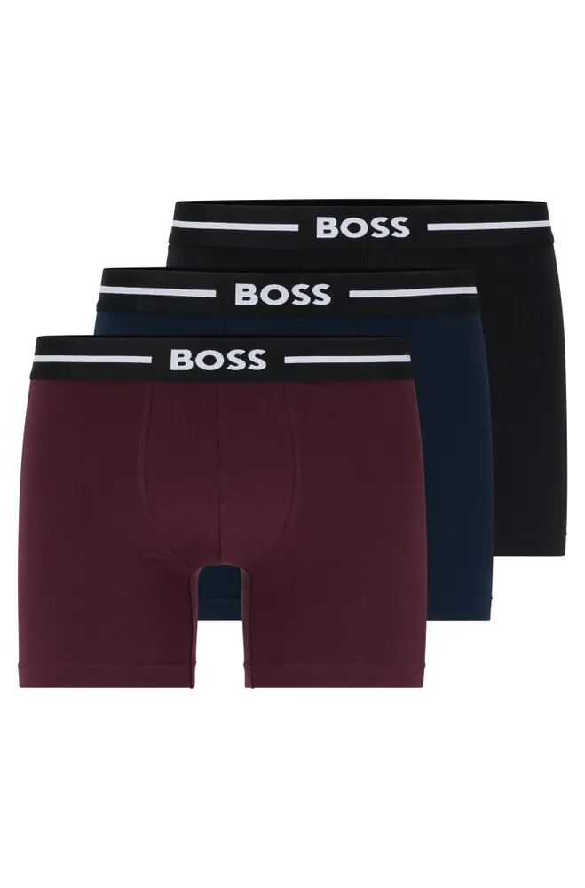 BOSS Three-pack of stretch-cotton boxer briefs