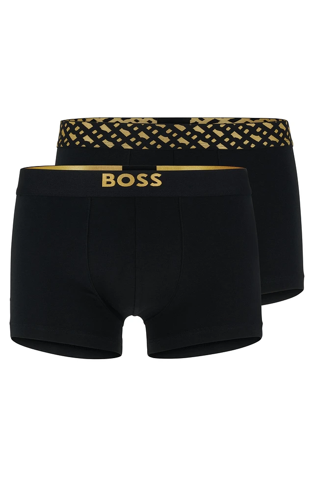 Two-pack of stretch-cotton trunks with logo waistbands