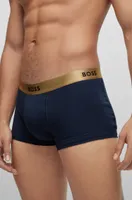 Two-pack of pure-cotton trunks with metallic waistbands