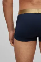 Two-pack of pure-cotton trunks with metallic waistbands