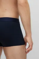 Stretch-cotton trunks with metallic-effect branding