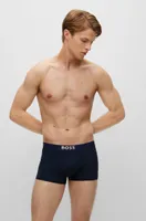 Stretch-cotton trunks with metallic-effect branding