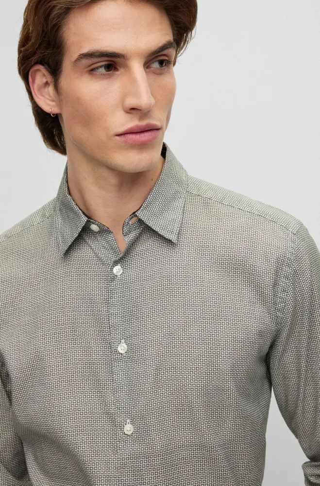 HUGO - Relaxed-fit button-down shirt in checked cotton flannel