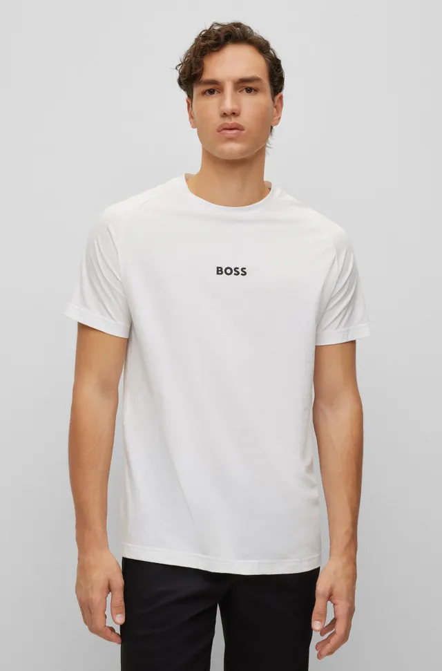 BOSS - Cotton-jersey T-shirt with rhinestone logo and artwork