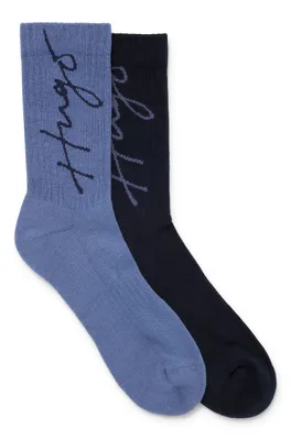 Two-pack of quarter-length socks with handwritten logos