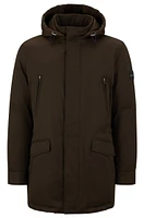 BOSS - Down-filled hooded jacket with logo patch Light Green