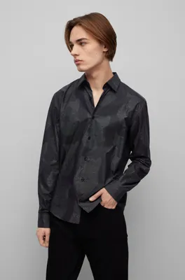 Slim-fit shirt cotton with jaglion print