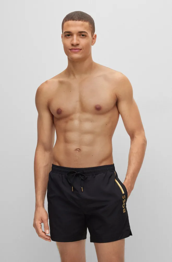 HUGO - Quick-dry patterned swim shorts