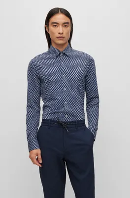 Camisa slim fit estampada de punto técnico elástico