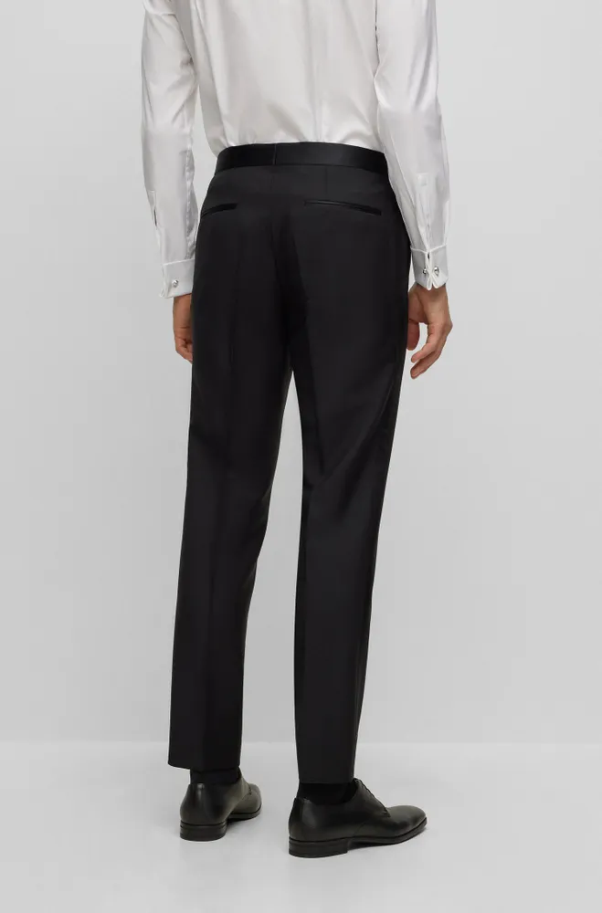 BOSS - Boot-leg pants in Italian stretch-virgin-wool