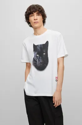 HUGO - Jaglion print T-shirt in cotton jersey