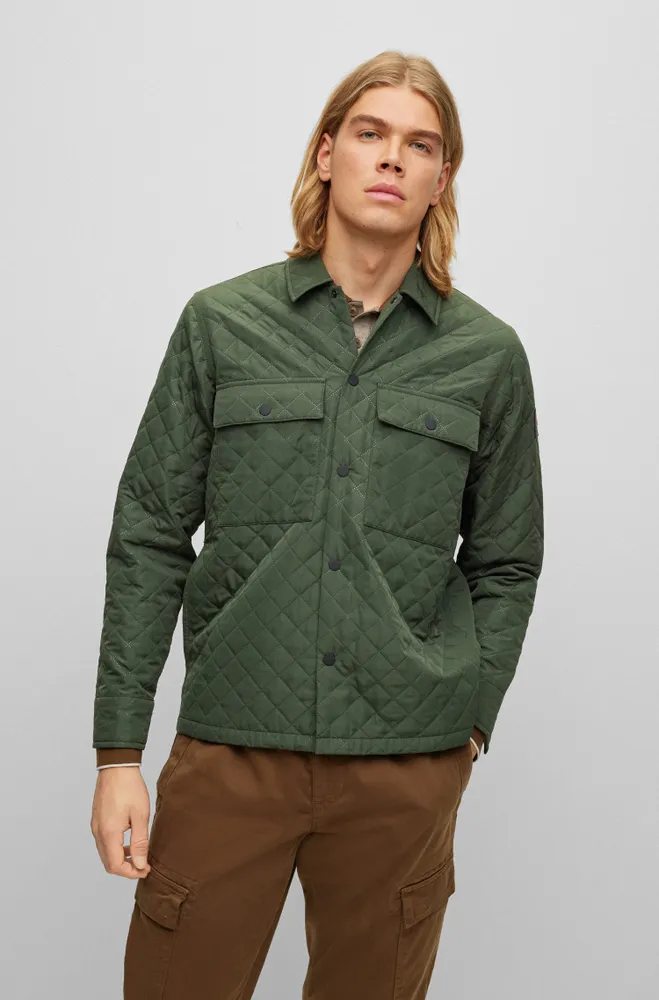 HUGO - Oversized-fit overshirt in cotton twill with patch pockets