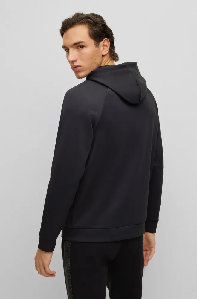 Stretch interlock hooded logo sweatshirt