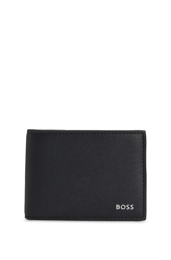 Structured billfold wallet with logo trim