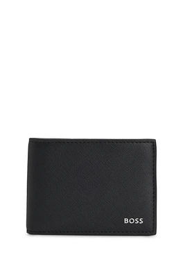 Structured billfold wallet with logo trim