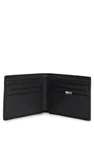 Structured billfold wallet with logo trim