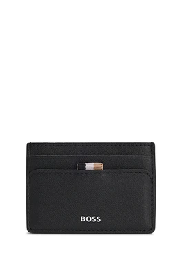 Structured money-clip card holder with logo detail