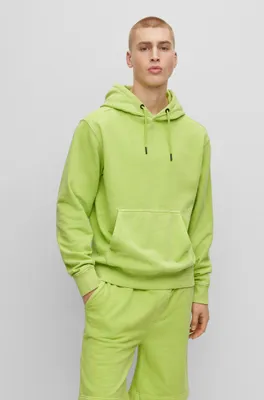 Hugo Relaxed-Fit Cotton Hoodie with Contrast Logo - Green - Medium