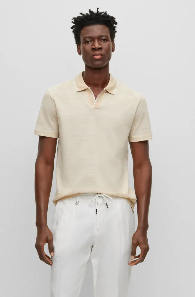 Multi-toned jacquard polo shirt mercerized cotton