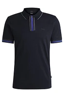 Interlock-cotton polo shirt with contrast tipping