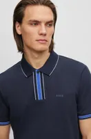 Interlock-cotton polo shirt with contrast tipping