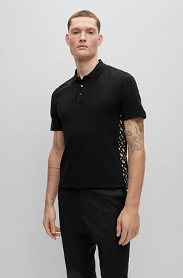 Cotton-piqué polo shirt with monogram inserts