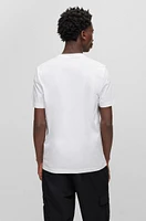 BOSS - Cotton slim-fit T-shirt with tennis-inspired logo print White