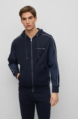 Porsche x BOSS cotton-blend zip-up hoodie with tonal mesh