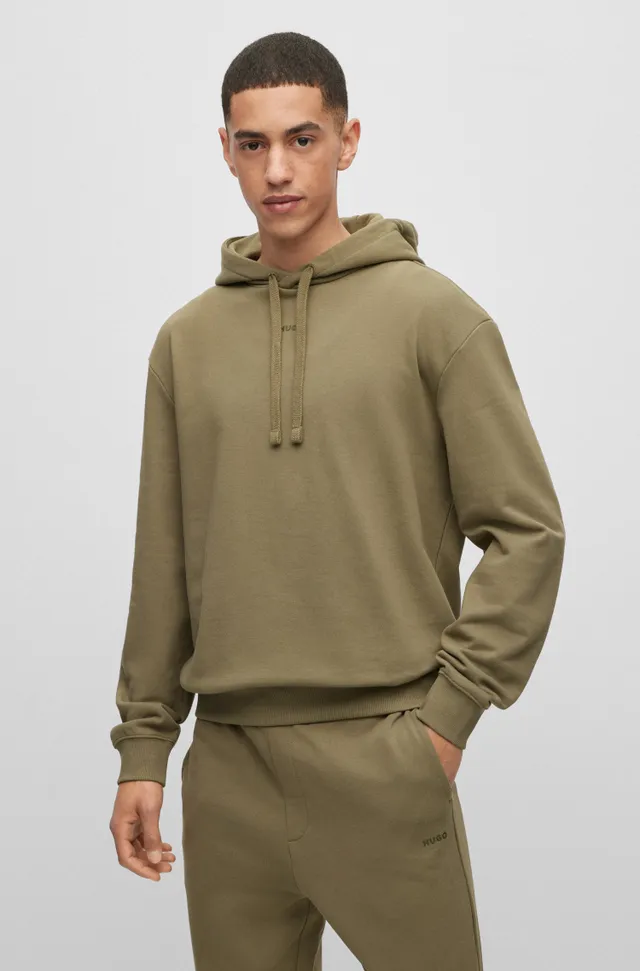 HUGO - Cotton-terry relaxed-fit hoodie with logo print