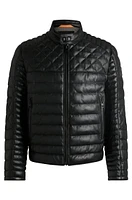 Nappa leather jacket with stand collar