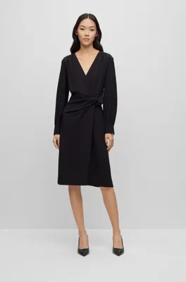 Wool-blend slim-fit dress with twist front