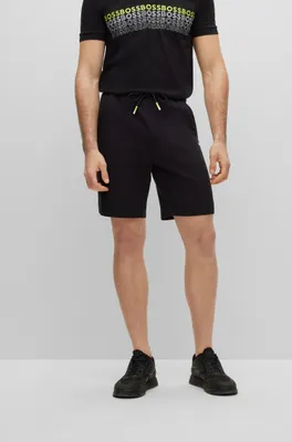 Cotton-blend regular-fit shorts with embroidered logos