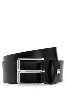 Italian-leather belt with signature-stripe keeper trim