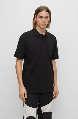Relaxed-fit cotton-blend polo shirt with waffle structure