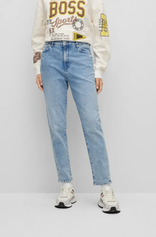 BOSS - High-waisted jeans in blue comfort-stretch denim