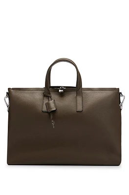 Italian-leather holdall with detachable padlock and key holder