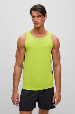 Performance-stretch slim-fit tank top with mesh inserts