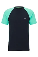 Colour-blocked slim-fit T-shirt with decorative reflective logo