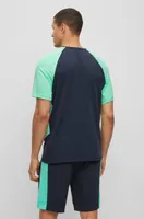 Colour-blocked slim-fit T-shirt with decorative reflective logo