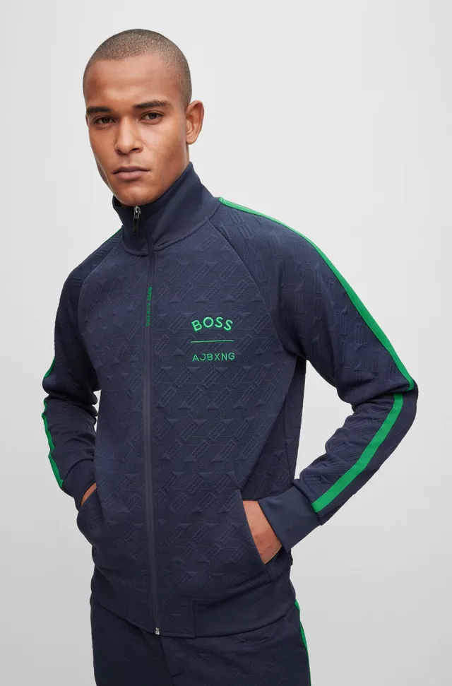 BOSS - Sudadera con cremallera y estampado de monograma