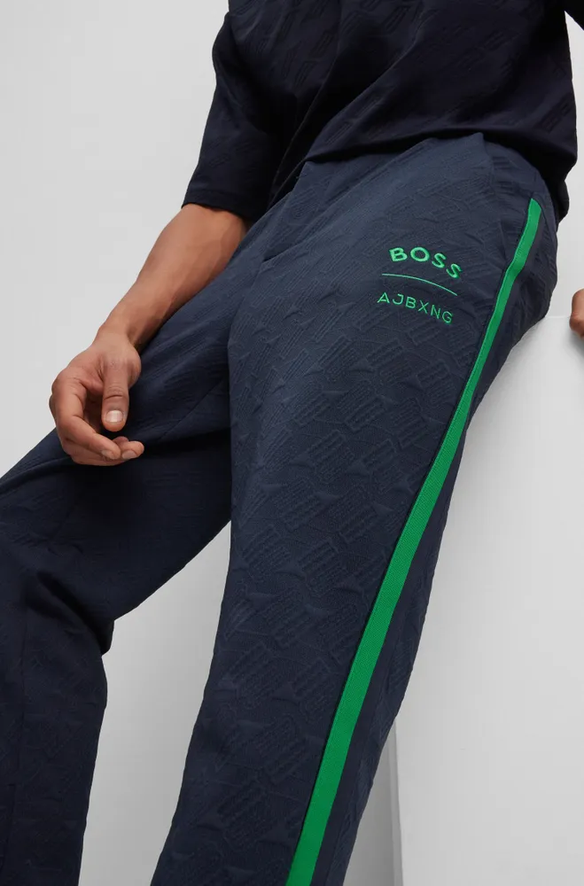 BOSS - Relaxed-fit wool-blend tracksuit bottoms with logo detail