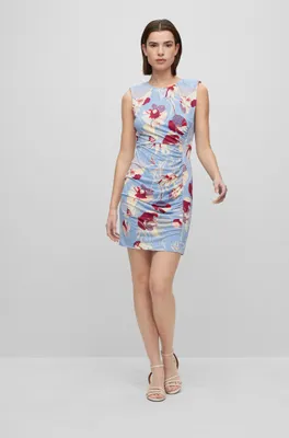 Crepe-jersey shift dress with floral print